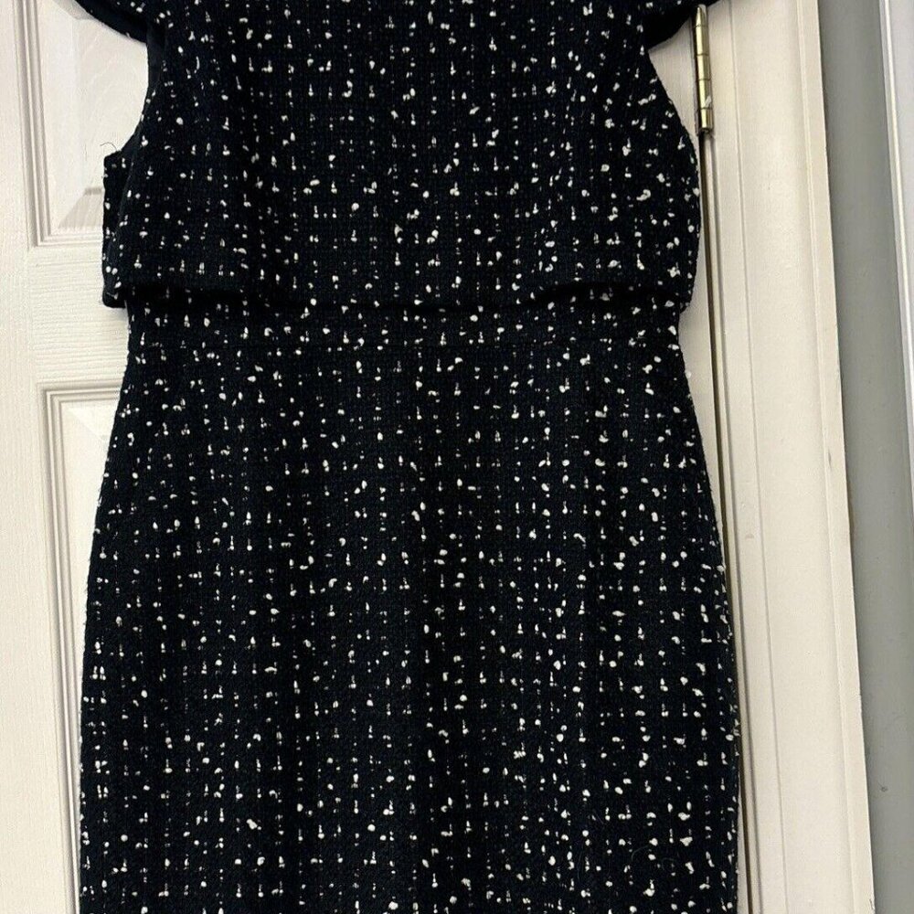 J. Crew Black Tweed-Look Knit Dress with White Flecks